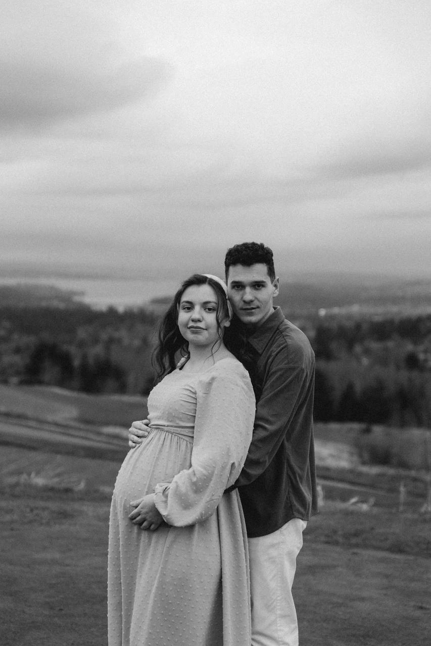 Daniel Lev and family - Black and white portrait